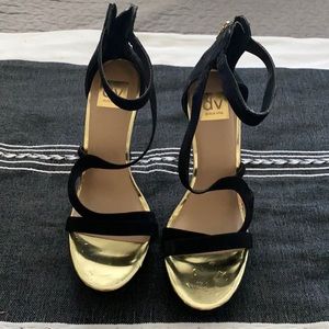Black and Gold Strappy Heels